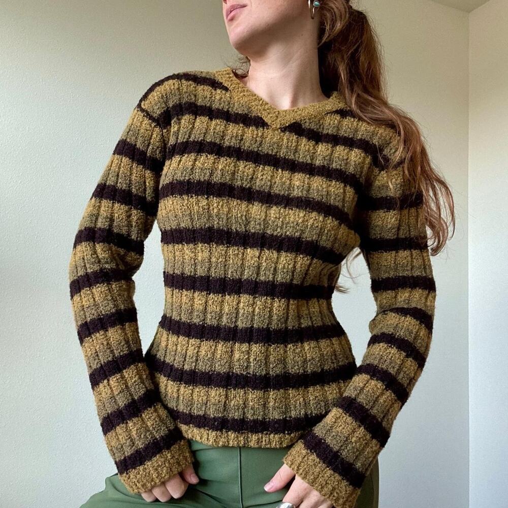 Vintage gap wool warm toned striped sweater